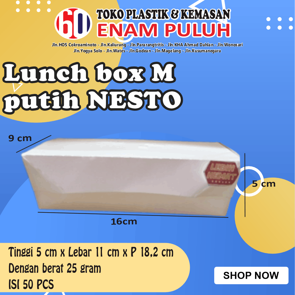 Lunch Box M putih lembaran 18x11x5 (25 pcs)