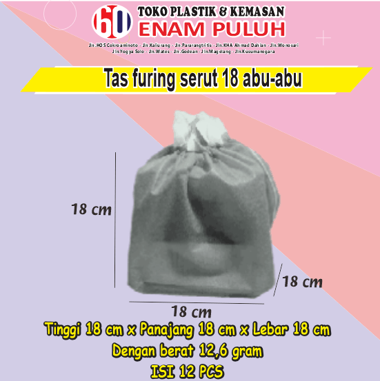 Tas furing serut 18 abu-abu (12pcs)