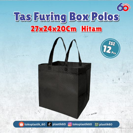 Tas Furing Box Polos 27x24x20 Hitam (12 pcs)