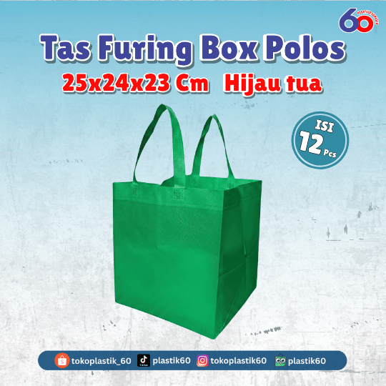 Tas Furing Box Polos 25x24x23 Hijau Tua (12 pcs)