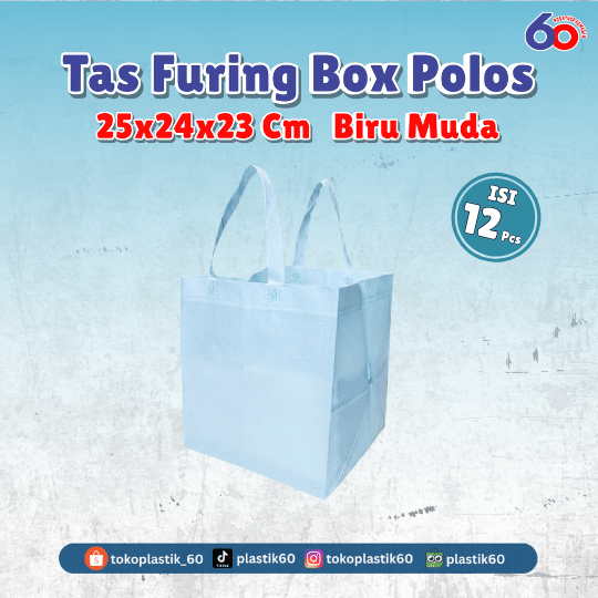 Tas Furing Box Polos 25x24x23 Biru Muda (12 pcs)