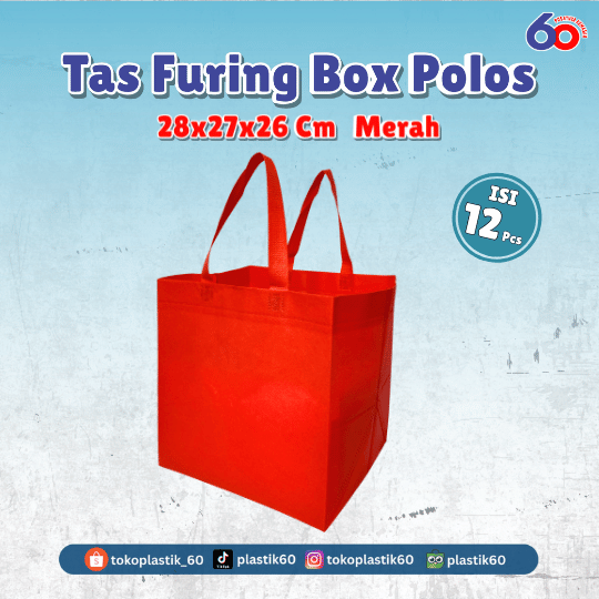 Tas Furing Box Polos 28x27x26 Merah (12 pcs)
