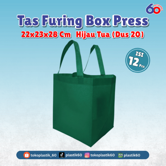Tas Furing Box Press 22x23x28 Hijau Tua (Dus 20) (12 pcs)