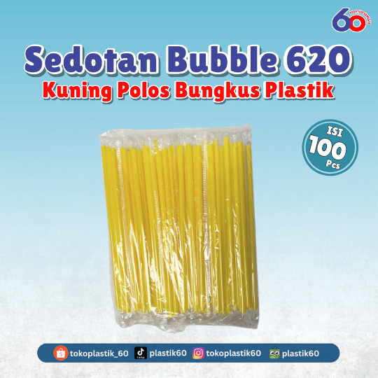 Sedotan Bubble 620 Kuning Polos Bungkus Plastik (100pcs)