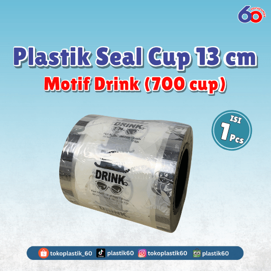 Plastik Seal Cup 13 cm Motif Drink (700 cup)