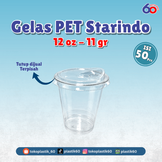 Gelas PET 12 oz 11 gr Starindo (50 pcs)