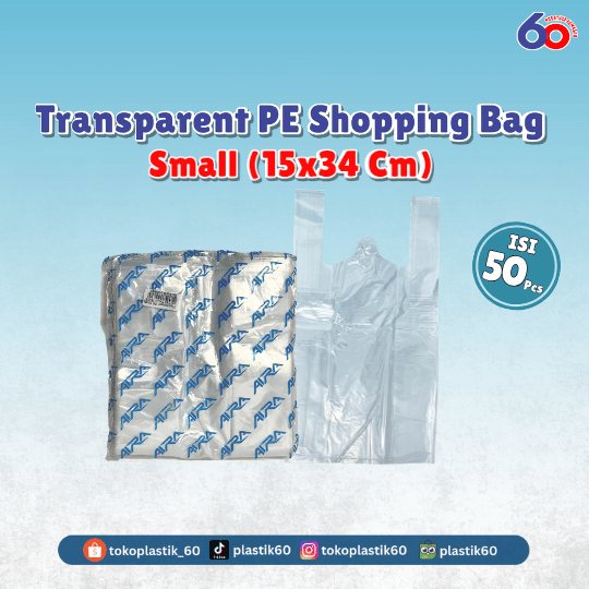 Transparent PE Shopping Bag Small 15x34 (50 pcs)