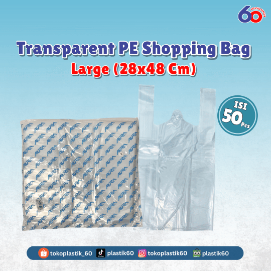 Transparent PE Shopping Bag Large 28x48 (50 pcs)