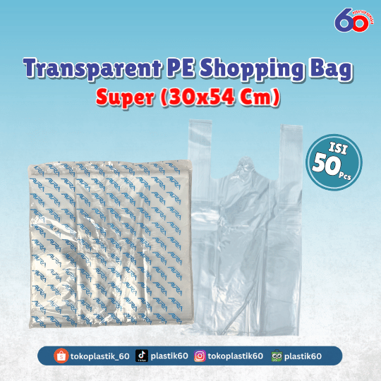 Transparent PE Shopping Bag Super 30x54 (50 pcs)