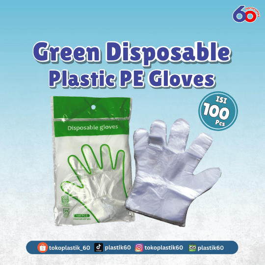 Green Disposable Plastic PE Gloves (100 pcs)