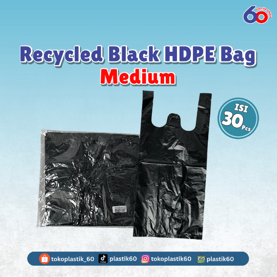 Recycled Black HDPE Bag Medium (30 pcs)