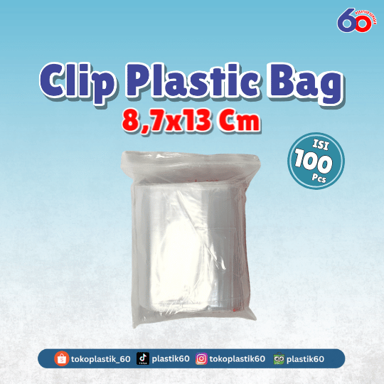 Clip Plastic Bag 8,7x13 cm (100 pcs)