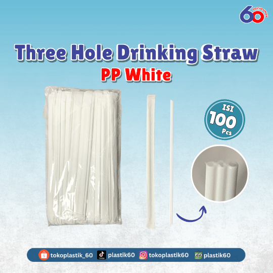Three Hole Drinking Straw PP White (100 pcs)